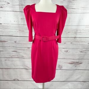 New York & Company pink sheath dress crepe poof sleeve NWT